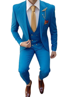 Ensemble de costumes de mariage 3 pièces pour hommes, style classique royal, pour garçons d'honneur et bal de promo, blazer de smoking de haute qualité à col cranté et simple boutonnage