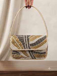 Bolso de noche con solapa y cuentas, hecho a mano, elegante, para fiesta, boda, banquete - Product Image 4