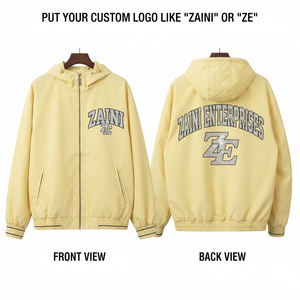 เสื้อแจ็คเก็ตกันลมสำหรับผู้ชาย ฤดูหนาว 120 GSM โพลีเอสเตอร์แทสลอนคุณภาพพรีเมียม สีเหลืองอ่อน กันน้ำ กันลม ระบายอากาศได้ดี รับผลิตตามแบบ OEM คุณภาพสูง - Product Image 1