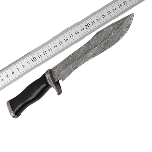 Couteau utilitaire de style Bowie en acier Damas à motif personnalisé, couteau à lame fixe fait main pour le camping en plein air, OEM ODM en gros - Product Image 5