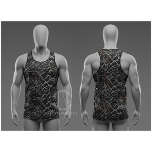 Camiseta sin mangas INTERKNIT para hombre, con estampado por sublimación, cuello redondo, transpirable, 100% poliéster, tejido de punto, informal, con diseño de humo morado. - Product Image 6