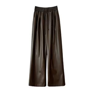 Pantalon femme vintage d'été en toile crochetée, taille haute élastique, coupe droite, ODM - Product Image 4