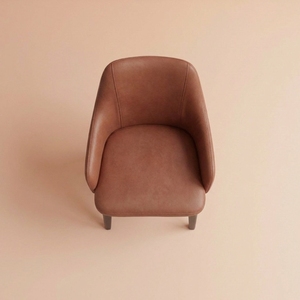 Chaise de salle à manger moderne en similicuir marron, pieds en bois massif, fauteuil rembourré luxueux et confortable, ergonomique et écologique, dossier haut - Product Image 5