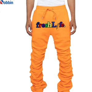 Pantalones deportivos de hombre de última tendencia, personalizados, estilo apilado, acampanados, de cintura media, estilo hip hop, pantalones de chándal acampanados. - Product Image 1