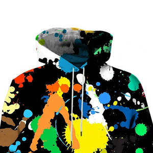 Sudadera con Capucha para Hombre, Estampado de Salpicaduras de Pintura Coloridas, Corte Regular, Estilo Casual, Transpirable, Tejido de Poliéster, Ropa de Primavera - Product Image 1