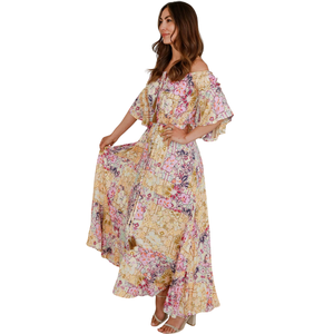 Vestido Maxi Elegante para Mujer, Vestido Estampado de Manga Corta - Product Image 2