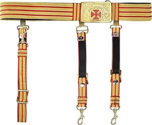 Cinturón de Regalia del Antiguo Gran Comandante Masónico – Cinturón de Oficial de los Caballeros Templarios con Hebilla Dorada y Emblema de la Cruz Roja – Rojo Premium - Product Image 1