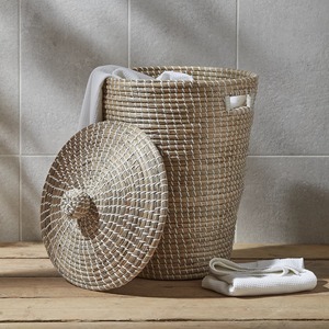 Seagrass <b>white</b> Polyester <b>Basket</b> Laundry Handmade <b>Storage</b> <b>Basket</b> Wholesale eco-friendly Made in Viet Nam - Product Image 2