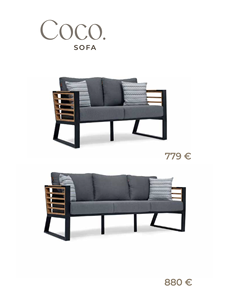 Conjunto de Sofás Modernos para Jardín con Asientos Acolchados y Paneles Laterales con Aspecto de Madera para Balcón y Terraza - Product Image 1