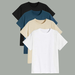 Men Oversized <b>Black</b> <b>T</b> <b>Shirt</b> Short Sleeve O Neck Casual Knitted 100 Percent Cotton Solid Color Jersey Regular Fit men <b>black</b> <b>t</b> - Product Image 3