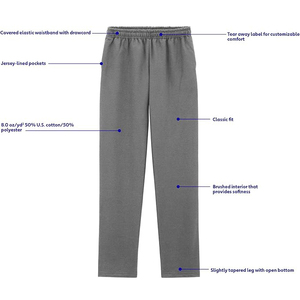 Men's Navy Blue Cotton Sweatpants Elastic Waist Drawstring Casual Jogging Pants Side Pockets Breathable Midweight Autumn Wear - Product Image 5