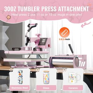 8 in 1 12x15 in macchina pressa a caldo 30oz Tumbler e t-shirt strumento di pressatura Versatile rosa - Product Image 3