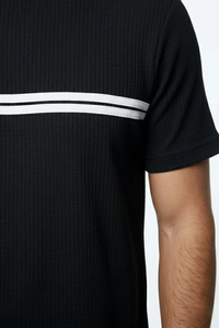 T-shirt à manches courtes pour homme SOSH 4, col rond, rayé, interlock, 100% coton, coupe classique - Product Image 5