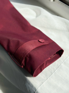 Women's <b>Burgundy</b> Regular Length Double Breasted <b>Trench</b> <b>Coat</b> Epaulettes Adjustable Cuff Casual Outerwear Anti-shrink Anti-Wrinkle - Product Image 6