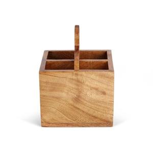 Organisateur de Couverts Artisanal Rustique en Bois de Mangue et d'Acacia, Écologique, Durable et Léger, Repose-Cuillères et Pinces à Casseroles Artisanales Indiennes - Product Image 2