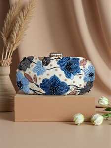 Bolso de mano bordado con estampado floral para mujer, ideal para bodas, fiestas de noche, hecho a mano en India, venta al por mayor. - Product Image 3