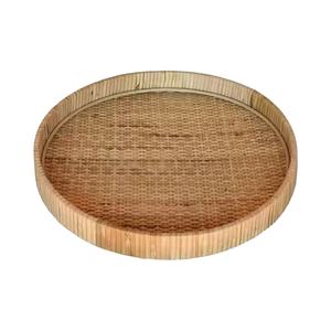 Unique & Elegant Design Wicker Rattan Hand Woven <b>Tray</b> Coffee Table Circular Decorative <b>Basket</b> <b>Tray</b> Home Use Serving <b>Trays</b> - Product Image 1