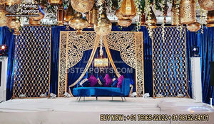 Decoración de boda con cúpula, escenario tradicional de compromiso de boda, gran grasa, indio, Sur, Maharani - Product Image 3