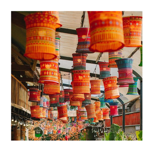 Lanterne en textile Hmong vietnamien, lanterne légère, broderie tribale faite à la main, décoration ethnique, lampe suspendue pour boutique, hôtel et magasin de cadeaux - Product Image 4