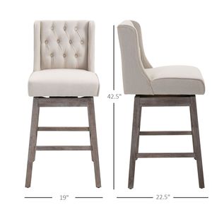 Ensemble de 2 tabourets de bar contemporains Swivel Savvy, rotation à 180 degrés, bois massif avec repose-pieds beige pour cuisine ou bar en métal - Product Image 3