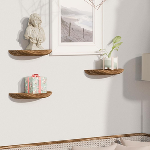Estantes Flotantes de Madera Maciza Smart Art para Pared, Estantes Colgantes Semicirculares para Almacenamiento en Pared, Decoración de Pared para Habitación, Juego de 2 - Product Image 5