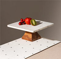 Holz-Marmor Runder Kuchenständer Hochwertig Wiederverwendbar Trendiges Design für Hochzeit Party Heimdekoration Maßgefertigt AZHAR EXPORT WMCS-3
