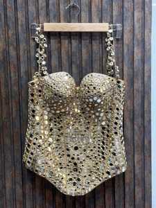 <b>Women's</b> Strapless Geometric Hollow Out Corset <b>Top</b> Sexy Clubwear <b>Tank</b> <b>Top</b> - Product Image 2