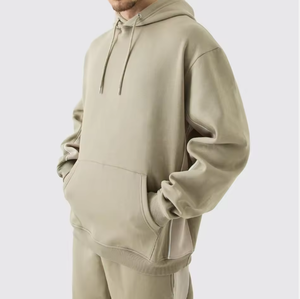 Conjunto de Sudadera con Capucha y Pantalones Deportivos de Color Sólido para Hombre, Estilo Casual Holgado, 2 Piezas, Ropa Deportiva Urbana - Product Image 3