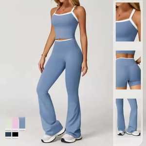 Conjunto Deportivo de Dos Piezas para Mujer, Diseño 2026, Cuello Redondo, Manga Corta, Cintura Alta, Secado Rápido, para Yoga y Fitness - Product Image 5