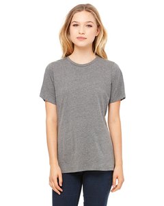 เสื้อยืดคอตตอนเจอร์ซีย์ผู้หญิง ทรงมาตรฐาน แขนสั้น คอกว้าง ทรงพอดีตัว ผ้าทริบลน์ ราคาขายส่ง ลายพิมพ์ - Product Image 4