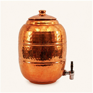 Handcrafted Pure Copper Water Dispenser with Hammered Design Leakproof Tap and Lid for Home Kitchen Ayurvedic Water Storage - Product Image 3