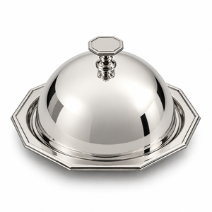 Round Silver Embossed Chocolate Server with Clear Dome for Restaurant Hotels Weddings & Event Custom Sizes & Colors Available - Product Image 2
