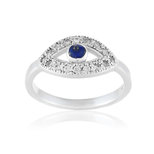 Natural Lapis Lazuli Eye <b>Ring</b> – 925 Sterling Silver Pave <b>CZ</b> Marquise Eye Statement Jewelry - Product Image 3