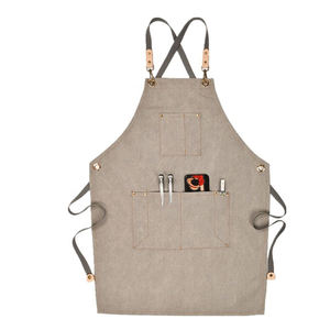 Nuevo Delantal de Trabajo para Hombre, Personalizado, de Algodón y Poliéster, con Correas de Cuero, Delantal de Chef de Alta Calidad - Product Image 2