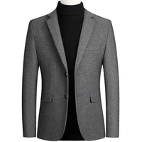 Blazer en Laine Croisé pour Homme, Coupe Droite, Style Business Décontracté, Couleur Unie, Automne Hiver, Manches Longues, Imperméable, Coupe-Vent, Respirant, Grande Taille