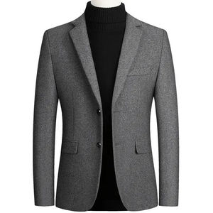 Blazer en laine pour homme, coupe classique, uni, décontracté, pour le bureau, automne-hiver, manches longues, élégant - Product Image 2