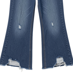 Jeans de Mujer de Cintura Alta, Corte Acampanado, Desgastados, de Mezclilla, Largos, Rotos, de Pierna Ancha, Casuales, Tejidos, para Verano, Otoño y Primavera - Product Image 3