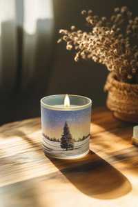 Frasco de vidrio para velas con diseño de copo de nieve azul para decoración navideña del hogar, resistente al calor y reutilizable. - Product Image 4