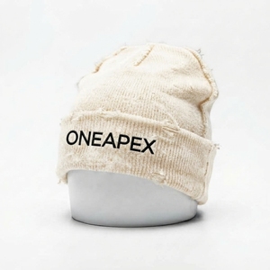 Gorro de punto cremoso para hombre, gorro de invierno con dobladillo, gorro unisex estilo streetwear, gorro tipo calavera, accesorio de moda al por mayor con logotipo personalizado - Product Image 1