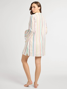 Robe courte en coton à imprimé floral pour femmes, style bohème, col en V, avec franges, manches longues, coupe ample, robe de plage pour les vacances - Product Image 6