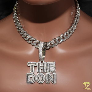 Custom <b>Name</b> Pendant " The Don " Necklace Moissanite Diamond Cuban <b>Chain</b> Hip Hop Jewelry For Men Women - Product Image 3