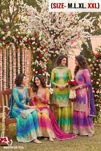 Collection Premium de Soie Chinon avec Ensemble Prêt-à-Porter Brodé Plazzo-Suit et Dupatta – Vente en Gros - Product Image 5