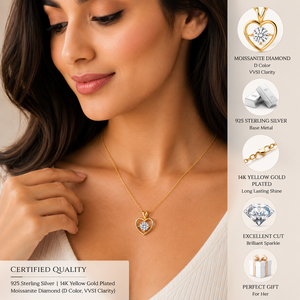 Collar con Colgante de Corazón de Plata de Ley 925 Chapado en Oro de 14K, Corte Brillante, Joyería Fina para Mujer, Rakshita, Venta al Por Mayor - Product Image 5