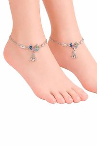 Chevillères tendance pour femmes en alliage de zinc plaqué or, avec pampilles, imitation perle et zircon, style bohème, bijoux de pied pour mariage - Product Image 3