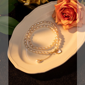 Collier de perles de millet d'eau douce de luxe haut de gamme avec pendentif coquillage léger de style rétro français sur une chaîne de clavicule - Product Image 4