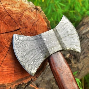 Double Blade <b>Axe</b> Forged Steel Head Wood Handle Splitting Firewood Handmade Etched Design 12 Inch Overall - Product Image 4