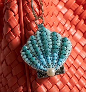Handcrafted Embroidery Seed Beaded Keychain Lightweight Keyring Shell Charm For Keys <b>Bag</b> Gift Ethnic Key Holder Statement Piece - Product Image 1