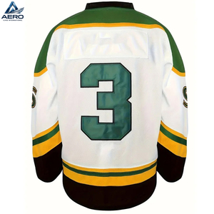 Nueva Camiseta de Hockey sobre Hielo para Adultos, Personalizada 2026, con Rayas Negras y Verdes, Cuello en V, Manga Larga, Corte Holgado, 100% Poliéster - Product Image 3