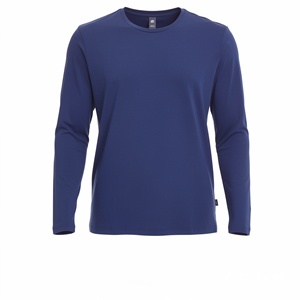T-shirt personnalisé pour homme à manches longues en coton, col rond, bleu roi, coupe ajustée, anti-rétrécissement, décontracté, basique, OEM, marque privée, vente en gros - Product Image 1