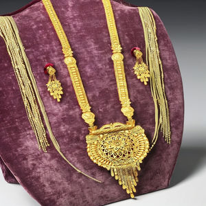 Venta al por mayor de joyería de moda 14K 18K 24K Micro chapado en oro largo, formando collares largos, conjunto de joyería larga de diseño floral tradicional - Product Image 5